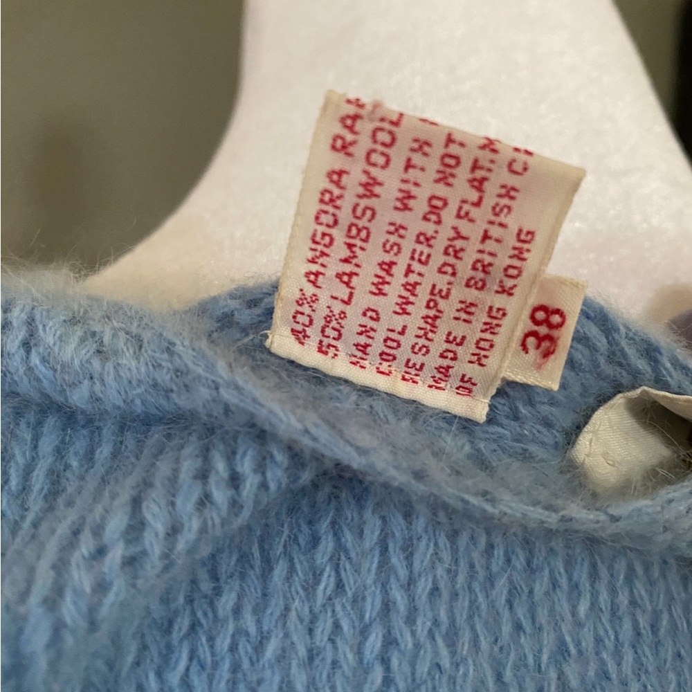 VTG 60s Blue Angora Wool Blend Short Sleeve Sweater XS S Doen Vibes - Picture 5 of 6